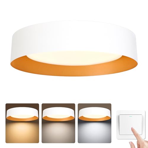 Bargeni LED Deckenlampe,20W DimmbalDeckenleuchte,MattweiB mit Gold innenDeckenleuchten,Modern Wohnzimmer Schlafzimmer Kinderzimmer Flur Deckenbeleuchtung(Ø32cm) von Bargeni