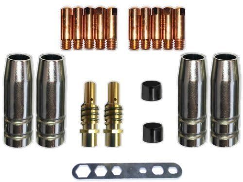 Verschleissteile Set MB15 MIG/MAG mit Gasdüsen, Düsenstöcken, Stromdüsen für MB 15, SB 15, TBI150, Tops 150 Brenner und viele andere… (1,0 mm) von Baric