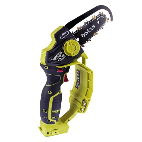 Baricus Akku-Kettensäge 18V Lithium-Ionen System - Version 2.0 - Einhand-Bedienung - Schwertlänge ca. 156mm - Geringer Rückschlag - Ergonomischer Handgriff - B-WARE (Inklusive 2.0 Ah Akku & Ladegerät) von Baricus
