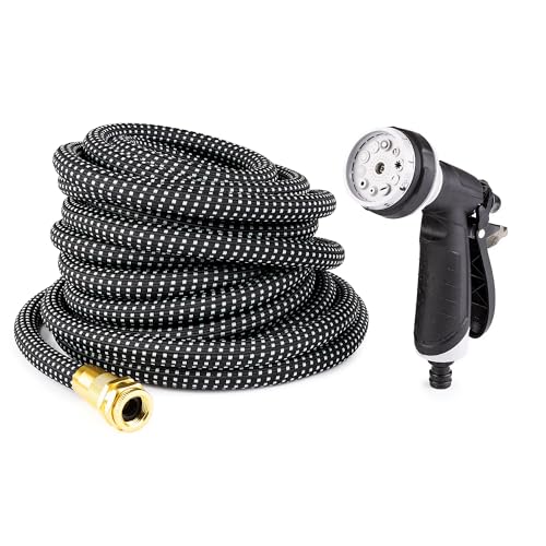 Baricus Gartenschlauch mit Handbrause – flexibel & dehnbar auf 20 m oder 30 m – Schlauch mit 10-fach Brause, Durchflussregler & Adapter – ultraleicht, robust & platzsparend - B-Ware (30 Meter) von Baricus