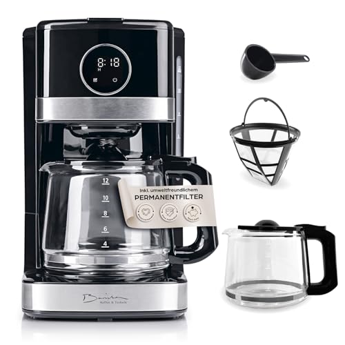 Barista Kaffeemaschine mit Touchdisplay | Filterkaffeemaschine mit 900W und mit Glaskanne - 1,5 Liter Kaffeekanne | Filtermaschine für Kaffeepulver - für bis zu 12 Tassen Kaffee von Barista Kaffee & Technik