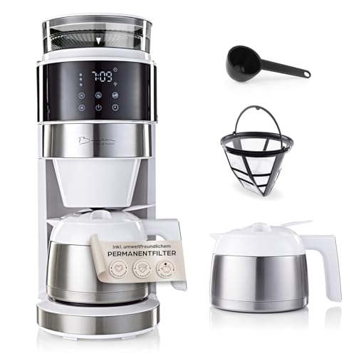 Barista Kaffeemaschine mit digitalem Touch-Display 800W weiß mit Mahlwerk + Isolierkanne von Barista Kaffee & Technik