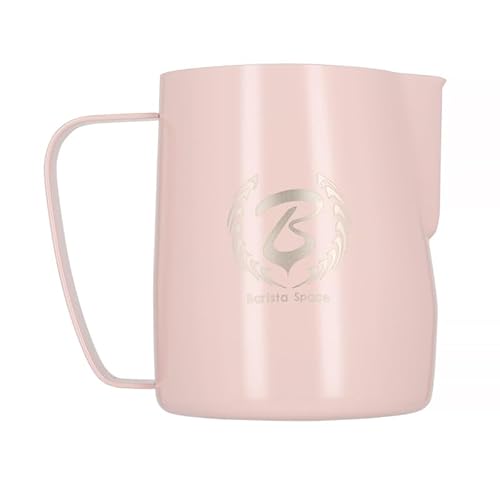 Barista Space Polished Silver Milk Jug optimal für Latte Art mit präziser Ausgusstülle, leicht und handlich, empfohlen von Weltmeistern – silverPink - 600ml von Barista Space