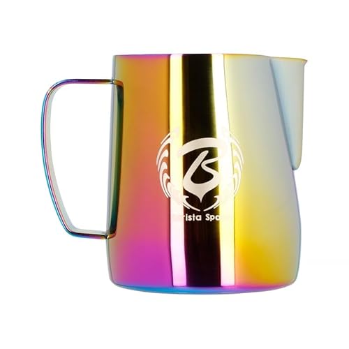 Barista Space Polished Silver Milk Jug optimal für Latte Art mit präziser Ausgusstülle, leicht und handlich, empfohlen von Weltmeistern – silverRainbow - 350ml von Barista Space