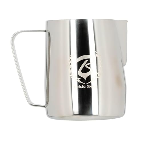Barista Space Polished Silver Milk Jug optimal für Latte Art mit präziser Ausgusstülle, leicht und handlich, empfohlen von Weltmeistern – silverSilver - 600ml von Barista Space