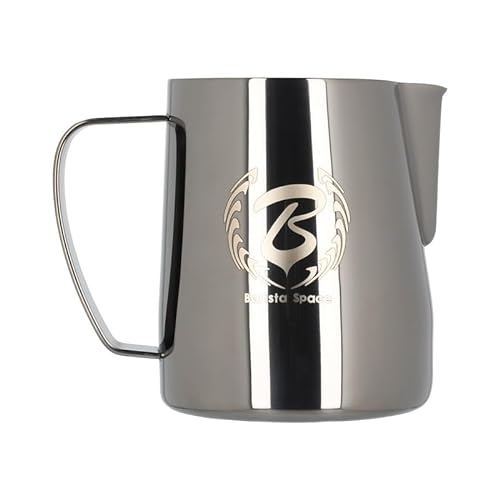 Barista Space Polished Silver Milk Jug optimal für Latte Art mit präziser Ausgusstülle, leicht und handlich, empfohlen von Weltmeistern – silverml - 350ml von Barista Space