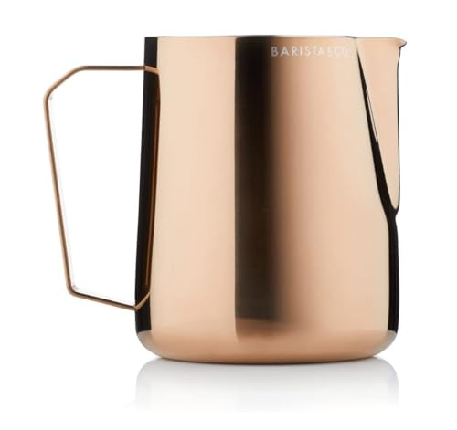 Barista & Co Pro Milchkännchen - Edelstahl Milchkännchen für Kaffeemaschine mit Messmarkierungen - Rose Brass 620ml Milchaufschäumkännchen für Kaffeekunstherstellung, Latte, Cappuccino usw. von Barista & Co