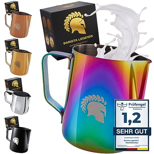 Barista Legends® Milchkännchen Edelstahl 600ml - mit speziellem Latte Art Ausguss - Milchkanne für Hobby Barista in beeindruckenden Farben von Barista Legends