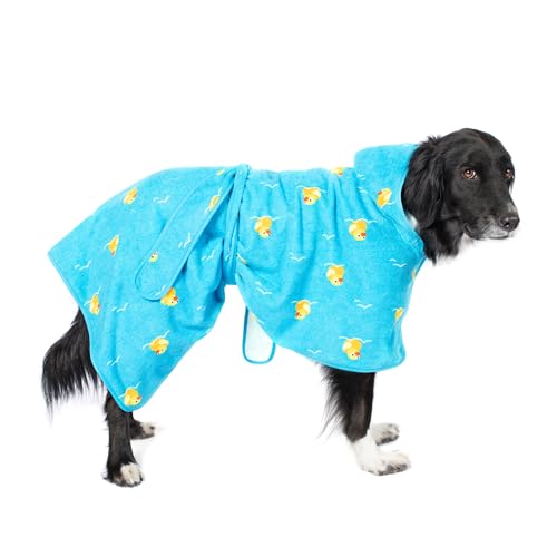 BarkBox Hunde-Bademantel-Handtuch – leicht, super süß, schnell trocknend – Ente (groß) von Barkbox