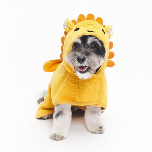 BarkBox Hunde-Bademantel-Handtuch – leicht, super süß, schnell trocknend – Löwe (Größe S) von Barkbox
