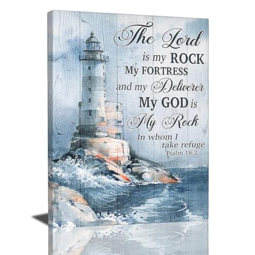 Ozean Leuchtturm Wandkunst Christlicher Psalm Bibel Zitate Wanddeko Rustikale Küste Nautische Bilder Religiöse Motivierende Leinwanddrucke Gerahmte Moderne Kunst Für Wohnzimmer Schlafzimmer von jerkboo