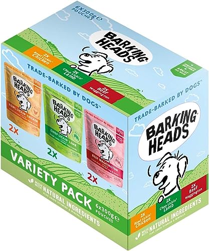 Barking Heads Fat Dog Slim Gemischtes Sortiment, Diät Hundefutter Nassfutter für Hunde aus Rind, Lamm und Huhn, Ohne Künstliche Aromen, Hundefutter Getreidefrei mit Vitaminen und Mineralien (6 x 300g) von Barking Heads