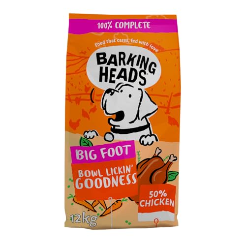 Barking Heads Hundefutter Trocken Getreidefrei, für große Rassen - Herzhaftes Huhn - 100% Natürlich, Huhn, ohne künstliche Geschmacksverstärker, 12kg von Barking Heads