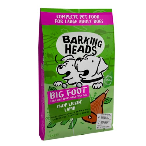 Barking Heads Hundetrockenfutter für große Rassen — Chop Lickin' Lamb 12 kg — 100% natürlich — mit Gras gefüttertes Lamm ohne künstliche Aromen — Verpackung kann variieren von Barking Heads