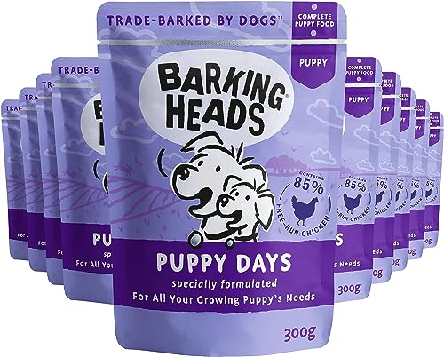 Barking Heads Puppy Days Hundefutter Nassfutter für Hunde mit 85% Natürlichem Hühnerfleisch, Ohne Künstliche Aromen, Natürliche Tiernahrung für Welpen, Hundefutter Getreidefrei (10 x 300 g) von Barking Heads