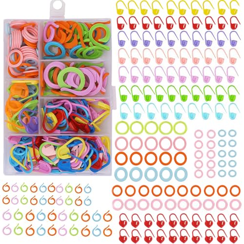 Barlone 185 Stück Maschenmarkierer Häkeln Set, Maschenmarkierer 4 Stile und 3 Größen, Mehrfarbige Maschenmarkierer Stricken zum Stricke für DIY Häkel Basteln mit Tragbare Aufbewahrungsbox Barlone 185 Stück Maschenmarkierer Häkeln Set, Maschenmarkierer 4 Stile und 3 Größen, Mehrfarbige Maschenmarkierer Stricken zum Stricke für DIY Häkel Basteln mit Tragbare Aufbewahrungsbox von Barlone