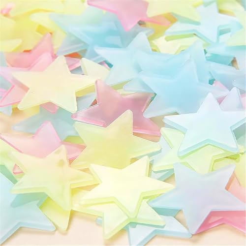 Barlone 200 Stück 3D Leuchtsterne Wandsticker Kinderzimmer, Leuchtsterne Selbstklebend im Dunkelen für die Decke, Fluoreszierend Leuchtaufkleber Wanddeko für Kinderzimmer, Babyzimmer Deko von Barlone