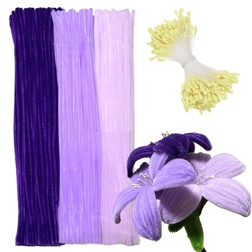 Barlone 300 Stück Pfeifenreiniger zum Basteln Blumen, Pfeifenreiniger Lila mit 350 Gelb Staubgefäße, Pipe Cleaner Flower Set, Pfeifenputzer für Blumen, Tiere oder, DIY Bastelprojekte Barlone 300 Stück Pfeifenreiniger zum Basteln Blumen, Pfeifenreiniger Lila mit 350 Gelb Staubgefäße, Pipe Cleaner Flower Set, Pfeifenputzer für Blumen, Tiere oder, DIY Bastelprojekte von Barlone