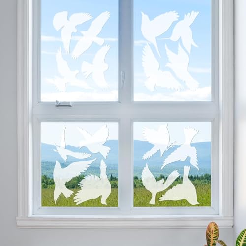 Barlone Fensteraufkleber Vogelschutz, 16 Stück Vogelaufkleber für Fensterscheiben, Fensterbilder Selbstklebend für Glasscheiben Verhindern Vogelschläge an Türen Und Fenstern Glas Dekor von Barlone