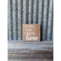 Land Straßen Nehmen Mich Nach Hause Rustikale Zurückgefordert Holz Schild Gestuften Tablett Custom Hand Bemalt Zeichen Küche Bauernhaus Kleine von BarnWebCreations