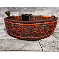Hundehalsband 4cm Breit Braun Orange Verstellbar Auf Maß von BarneysHundehalsband