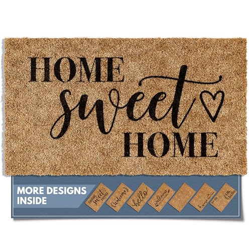 Barnyard Designs 'Home Sweet Home' Fußmatte Willkommensmatte, Hintertürmatte Außeneingang, Veranda Teppich, Bauernhaus Zuhause Frühling Herbst, 30 x 17, Braun von Barnyard Designs