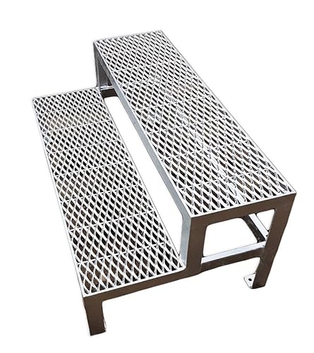 2 Stufen Stahltreppe Außentreppe Freistehend Breite 100 cm Höhe 40 cm verzinkt Premium Qualität von Baromet