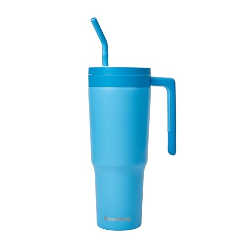 BaronHong 40oz Doppelwandiger Edelstahl Vakuum Isolierbecher Becher mit Griff und Strohhalm 1200ml Trinkbecher Isolierter Kaffeebecher Autobecher Reisebecher Thermobecher Für Kalte Heiße Getränke von BaronHong