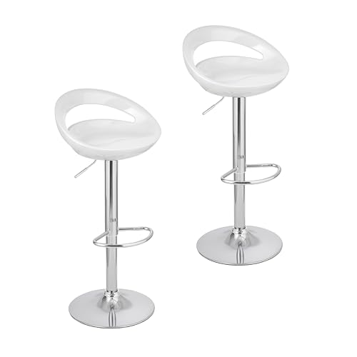 Baroni Home 2 drehbare Barhocker, höhenverstellbar, Sitzfläche aus Kunststoff und Rückenlehne, verchromte Basis, Fußstütze und Boden und Küchenhocker und Halbinsel, 37x45x59-79 cm, Weiß 2 Stück Baroni Home 2 drehbare Barhocker, höhenverstellbar, Sitzfläche aus Kunststoff und Rückenlehne, verchromte Basis, Fußstütze und Boden und Küchenhocker und Halbinsel, 37x45x59-79 cm, Weiß 2 Stück von Baroni Home