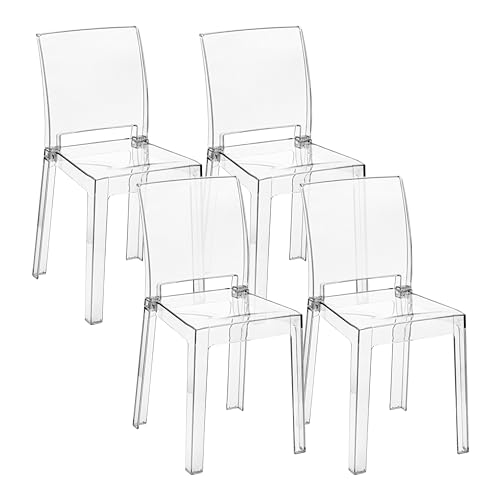 Baroni Home 4 Stuhlen-Set aus transparentem Polycarbonat, robuster und in 2 Teilen zerlegbarer Esszimmerstühle, ergonomische Sitzfläche mit gebogener Rückenlehne, 36x81x43 cm von Baroni Home