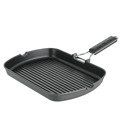 Baroni Home Antihaft-Grillpfanne mit Klappgriff, Aluminiumgitter für fettarme Geschirr, Induktionsplatte, 34x24 cm von Baroni Home