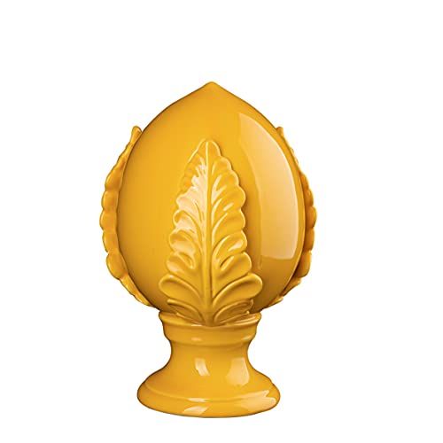 Baroni Home Apulischer Pumo, dekorative Blumenknospe aus handbemaltem Porzellan, Bunte Hausdekoration, 14x14x22 cm, L, Gelb von Baroni Home