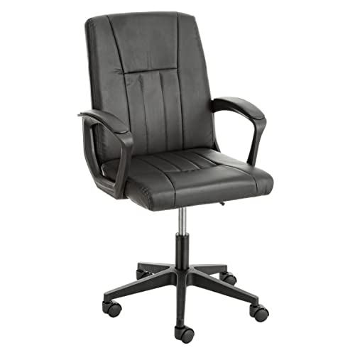 Baroni Home Office Chair mit höhenverstellbaren Armlehnen aus Kunstleder, ergonomischer Sitz, gepolsterter Büro- und Arbeitsstuhl mit Drehfunktion, 90x56x44 cm (Schwarz) von Baroni Home