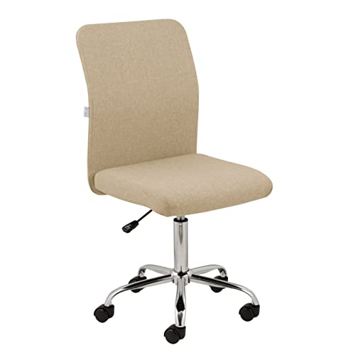 Baroni Home Bürostuhl aus Stoff, gepolsterter Bürostuhl 360° drehbar, Verstellbarer Höhe und ohne Armlehnen, ergonomischer Sitz, 44x50x110 cm, Beige von Baroni Home