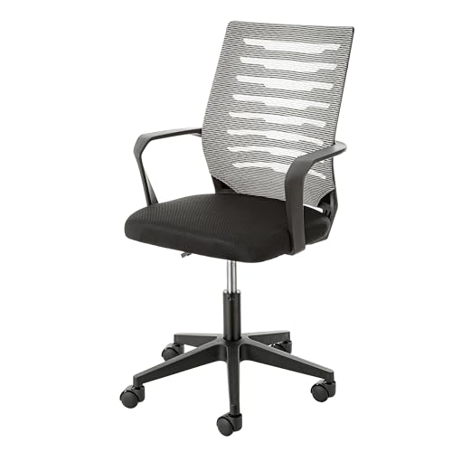 Baroni Home Bürostuhl mit Verstellbarer Höhe und Armlehnen, Ergonomischer Sitz, Gepolsterter Büro- und Arbeitsstuhl, Grau, 53x56x98 cm von Baroni Home