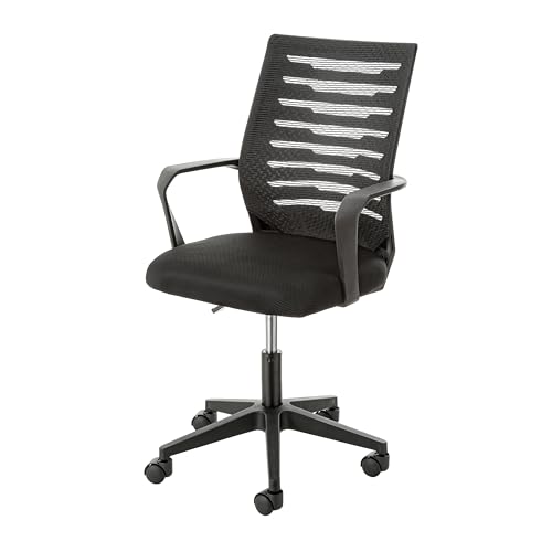 Baroni Home Office Stuhl mit Verstellbarer Höhe und Armlehnen, ergonomischer Sitz, gepolsterter Büro- und Arbeitsstuhl, Schwarz, 53x56x98 cm von Baroni Home