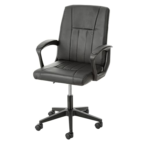 Baroni Home Bürostuhl mit höhenverstellbaren Armlehnen aus Kunstleder, Ergonomischer Sitz, Drehbarer gepolsterter Büro- und Arbeitsstuhl, Schwarz, 90x56x44 cm von Baroni Home