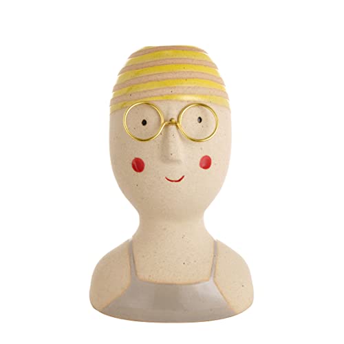 Baroni Home Dekorative Vase aus Keramik, für den Innen- und Außenbereich in Form eines Schwimmerin, grau, 9 x 8 x 15 cm von Baroni Home