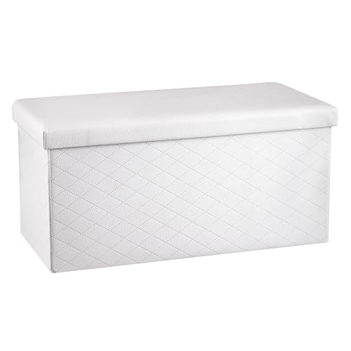 Baroni Home Faltbare Sitzbank, Aufbewahrungsbox, Hocker, 76x38x38 cm, Samt (Weiß) von Baroni Home