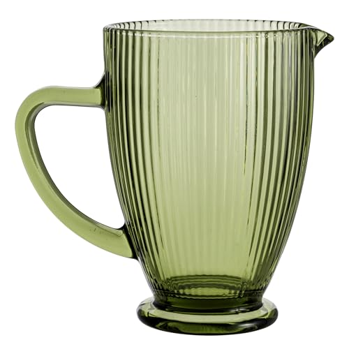 Baroni Home Glaskanne mit geprägten Details, Krug mit Griff, modernes Design, Karaffe mit Tropfschutz, leicht zu reinigen, für heiße und kalte Getränke, 1 l, 20 x 13 x 19 cm, Grün von Baroni Home