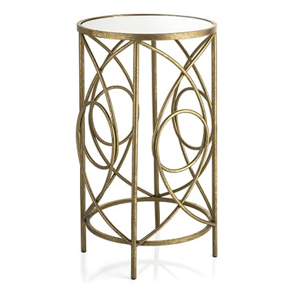 Baroni Home Niedriger, Zylindrischer Couchtisch mit Spiegelfläche und Goldmetalldesign, Eleganter Tisch für Wohnzimmer und Schlafzimmer, 35x60 cm von Baroni Home