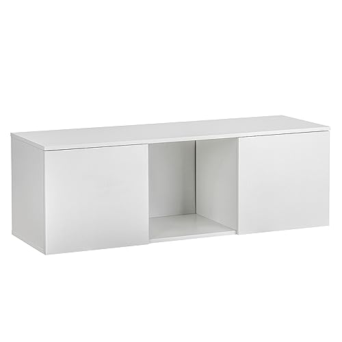 Baroni Home Hängender TV-Schrank für Wohnwand mit 2 Türen und eine Ablage, Hängender Lowboard mit Loch für Kabeldurchführung aus MDF; TV-Board für Wohn- und Schlafzimmer, Weiß, 120x40x40 cm von Baroni Home