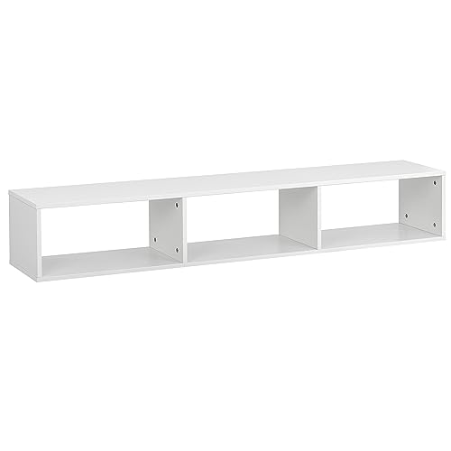 Baroni Home Hängender TV-Schrank für Wohnwand mit 3 Fächern, Loch für Kabeldurchführung aus MDF, TV-Board für Wohn- und Schlafzimmer, Küche, Weiß, 152x30x25 cm von Baroni Home