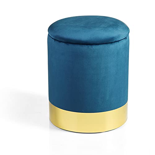 Baroni Home Hocker mit Stauraum, Samt, goldenband, 31X31X39 cm - Blau von Baroni Home