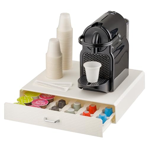 Baroni Home Kaffeekapsel-Schublade, Universal Kapselhalter für Nespresso und Dolce Gusto, Kapazität 30 Kapseln, Kompaktes Design aus strapazierfähigem Kunststoff, 1 Schublade, 34x6x34 cm, Weiß Baroni Home Kaffeekapsel-Schublade, Universal Kapselhalter für Nespresso und Dolce Gusto, Kapazität 30 Kapseln, Kompaktes Design aus strapazierfähigem Kunststoff, 1 Schublade, 34x6x34 cm, Weiß von Baroni Home
