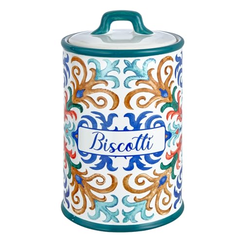 Baroni Home Keksdose aus Keramik mit luftdichtem Deckel, bunt, strapazierfähig, Linie Capri, 13 x 13 x 20 cm Baroni Home Keksdose aus Keramik mit luftdichtem Deckel, bunt, strapazierfähig, Linie Capri, 13 x 13 x 20 cm von Baroni Home