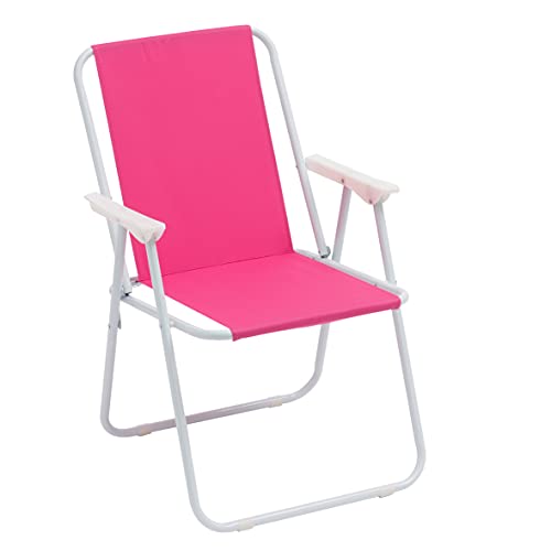 Baroni Home Klappstuhl für Meer, Strand oder Camping, Faltstuhl aus Leinwand, Outdoor-Stuhl mit bunten Armlehnen, Fuchsia, 52x44x76 cm (1 Stück) von Baroni Home