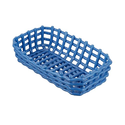 Baroni Home Mehrzweckkorb aus Keramik, Obstkorb, Tischdeko, Taschenleerer, rechteckig, Blau, 25 x 15 x 7 cm von Baroni Home