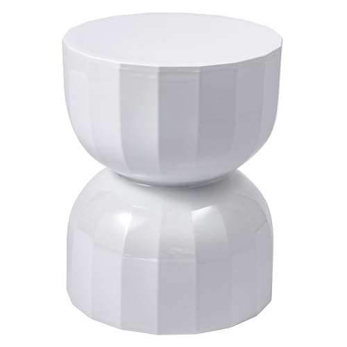 Baroni Home Moderner Acryl Sanduhr Hocker, Runder sechseckiger Polycarbonat Design Hocker für Wohnzimmer, Schlafzimmer, Küche, 36x36x45 cm (Weiß) von Baroni Home