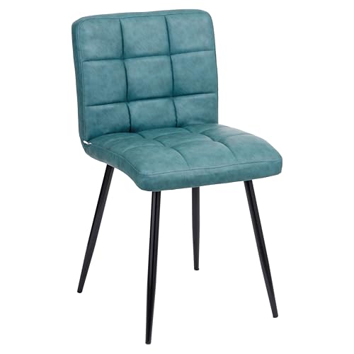 Baroni Home Moderner Stuhl mit Kunstlederbezug und Beinen aus schwarzem Stahl, Sessel für Wohnzimmer, Schlafzimmer, Esszimmer, Petrolblau, 44x80x39 cm von Baroni Home